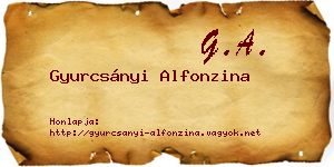 Gyurcsányi Alfonzina névjegykártya